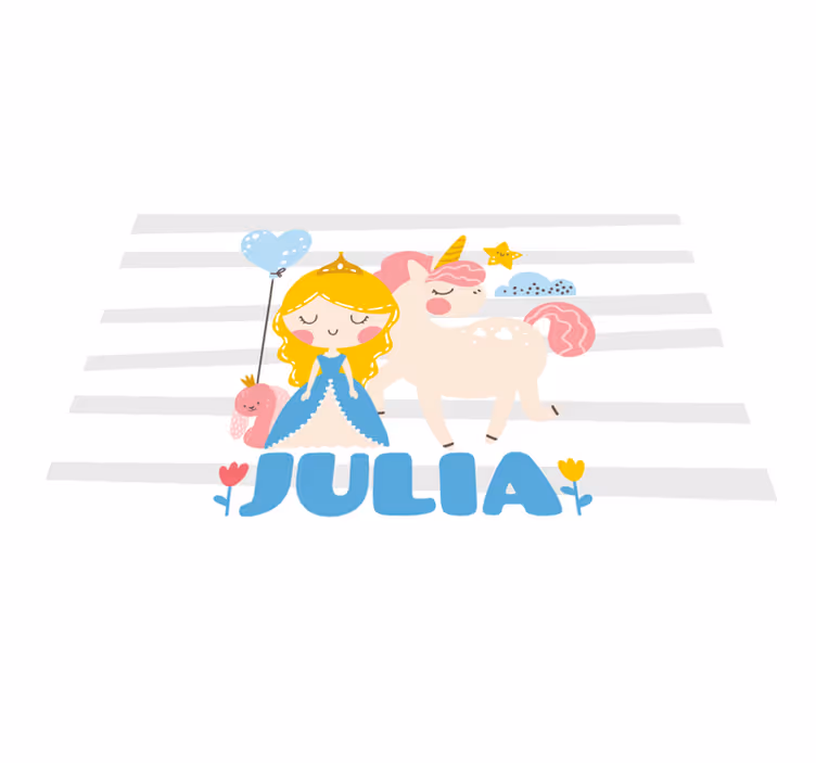 Alții covor de vinil unicorn și prințesă personalizate - TenStickers
