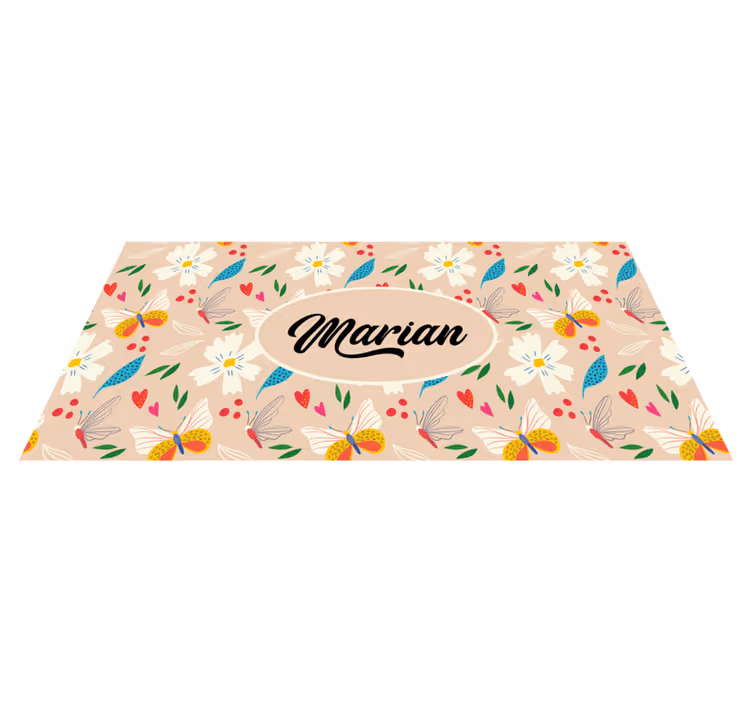 Covor vinil dormitor floral bej personalizat - TenStickers