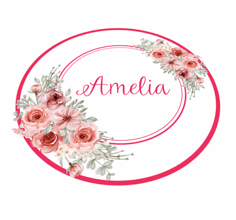 Covor vinil dormitor monogramă florală cu nume - TenStickers
