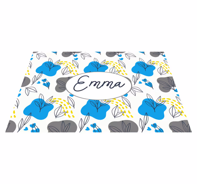 Covor vinil hol intrare nume floral personalizat - TenStickers
