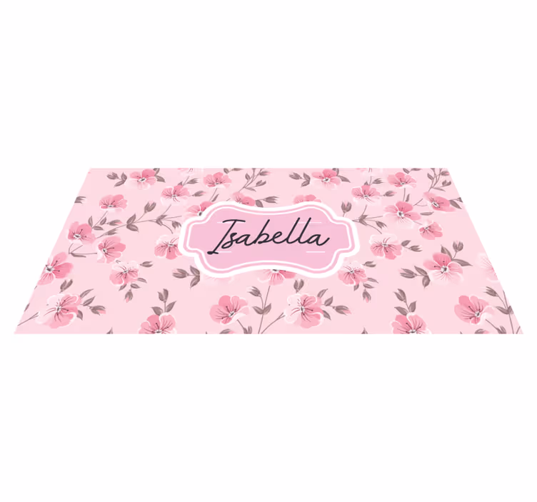 Covor de vinil Adolescenți design floral roz cu nume - TenStickers
