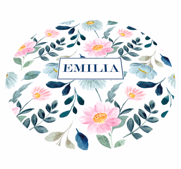 Covor vinil dormitor personalizare nume floral - TenStickers