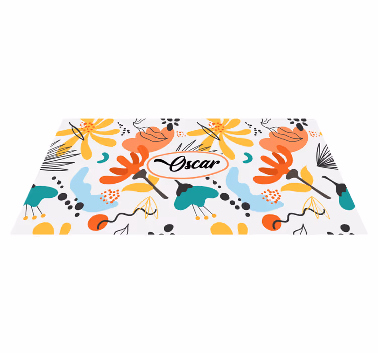 Covor vinil dormitor flori abstracte personalizate - TenStickers