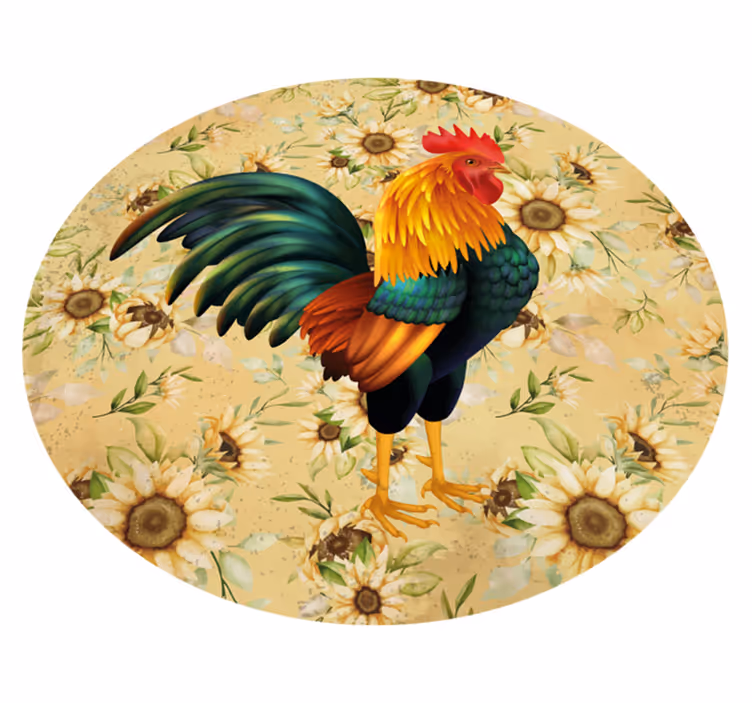 Covor vinil flori și plante spectacol de cocoș vibrant - TenStickers