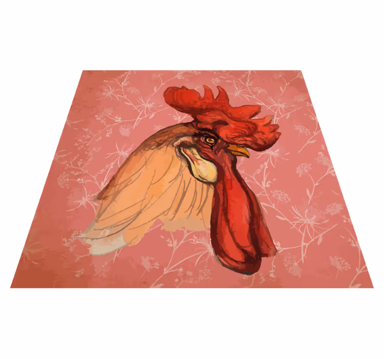 Covor vinil print animalier cu motive florale de cocoș - TenStickers