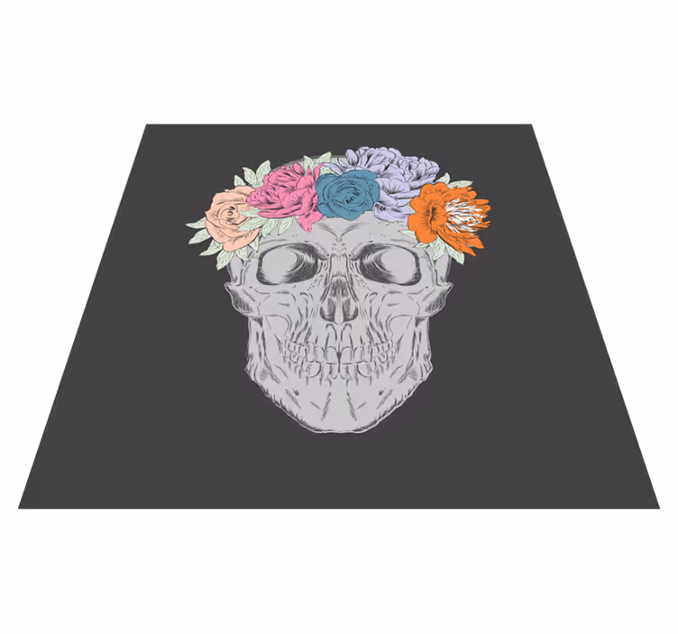 Covor de vinil Adolescenți artă florală cu craniu - TenStickers