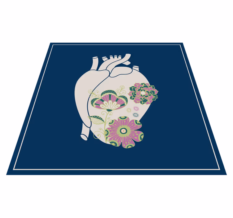 Covor de vinil scandinav model floral cu inimă - TenStickers