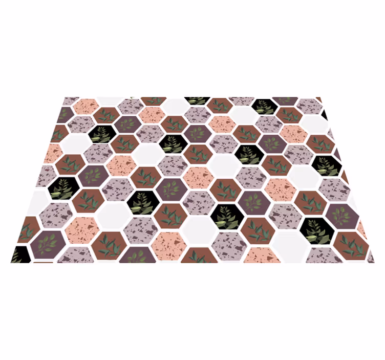 Covor vinil cu aspect de natura model hexagonal de frunze - TenStickers