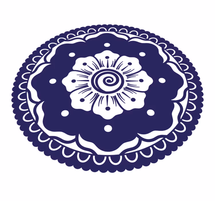 Covor vinil mandala aranjament floral bleumarin - TenStickers