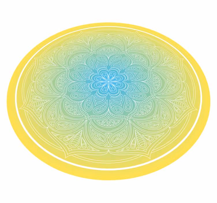 Covor de vinil cu model mandala albastru și galben - TenStickers