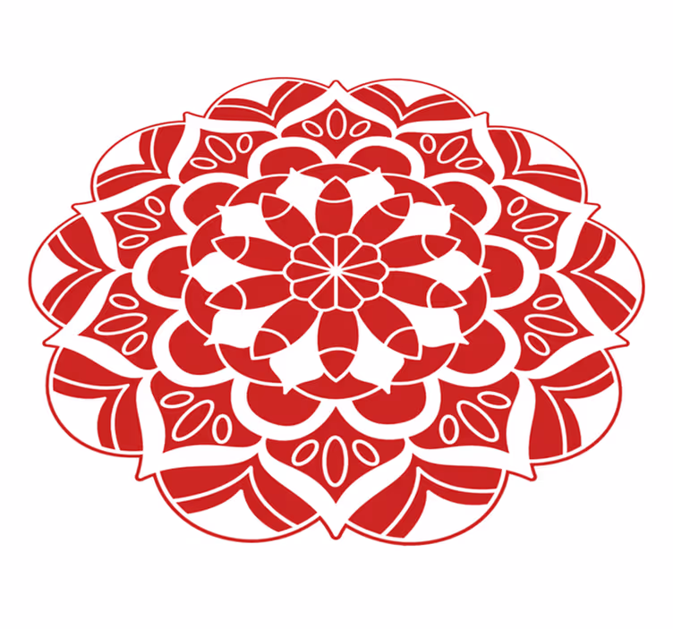 Covor de mandala cu model floral mandala rosu - TenStickers