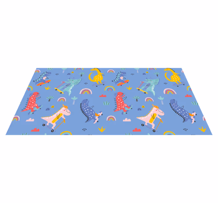 Covor de vinil pentru copii aventură colorată cu dinozauri - TenStickers
