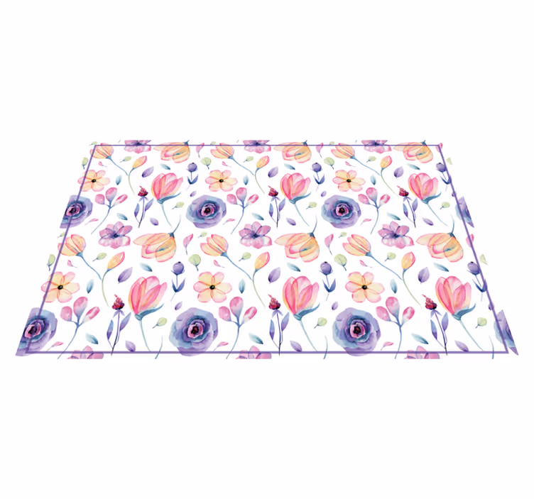 Covor vinil flori și plante model floral în acuarelă - TenStickers