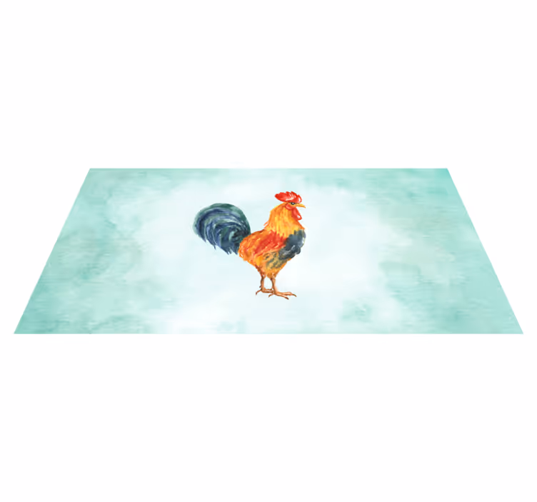 Covor vinil animal operă de artă cu cocoș în acuarelă - TenStickers