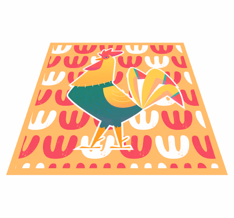 Covor vinil animal artă colorată a cocoșului - TenStickers