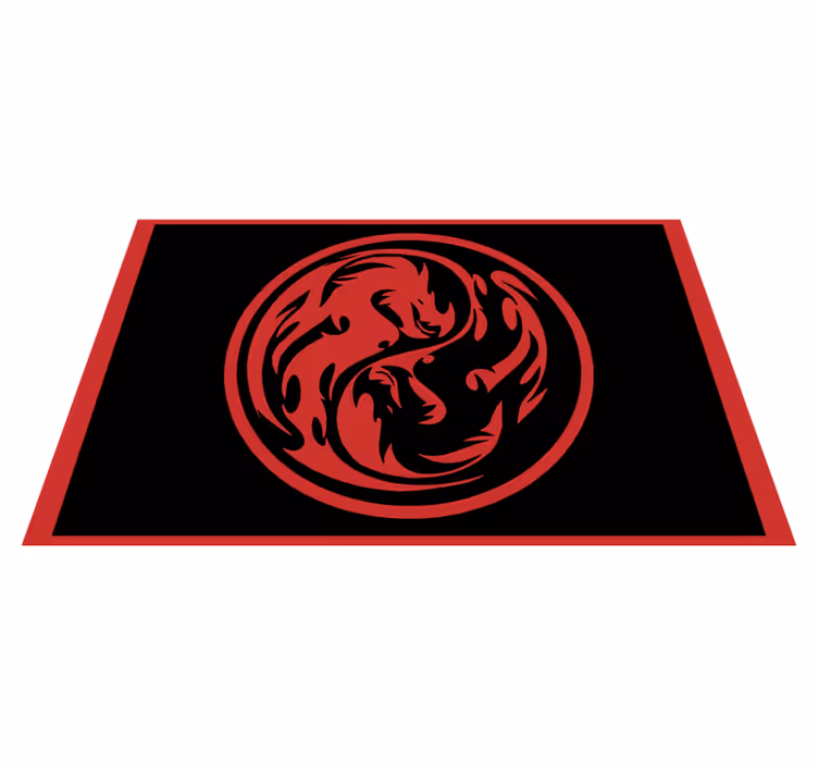 Covor dreptunghiular dragon yin yang negru și roșu - TenStickers