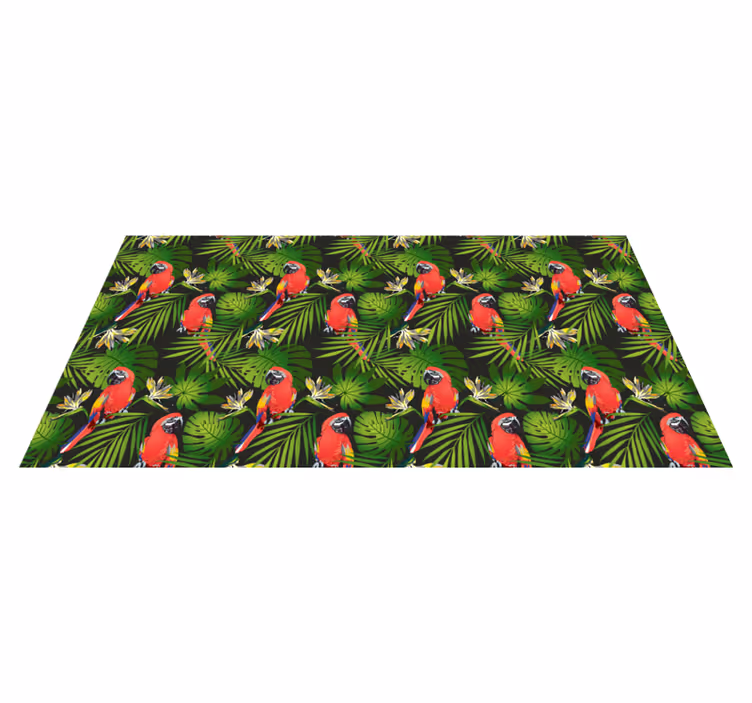 Covor vinil cu aspect de natura papagali tropicali verdeață - TenStickers
