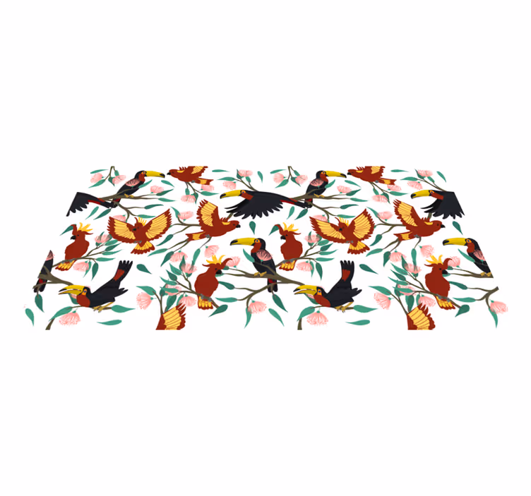 Covor vinil cu aspect de natura păsări tropicale delicioase - TenStickers