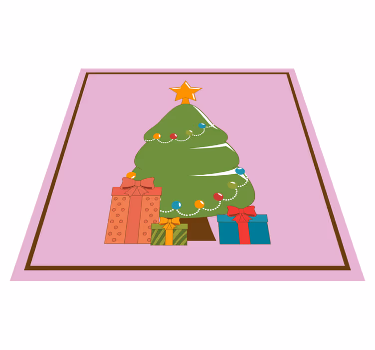 Covor vinil Crăciun ilustrație a unui copac cu cadouri - TenStickers
