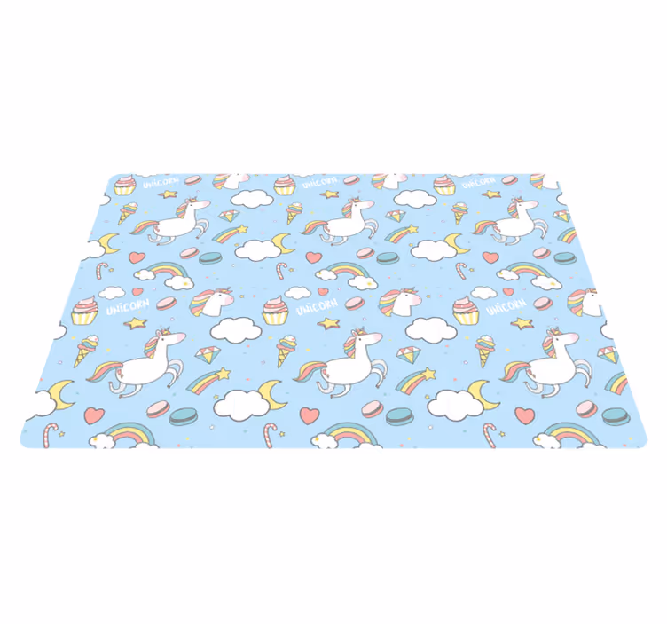 Covor de vinil pentru copii fantezie unicorn albastru - TenStickers
