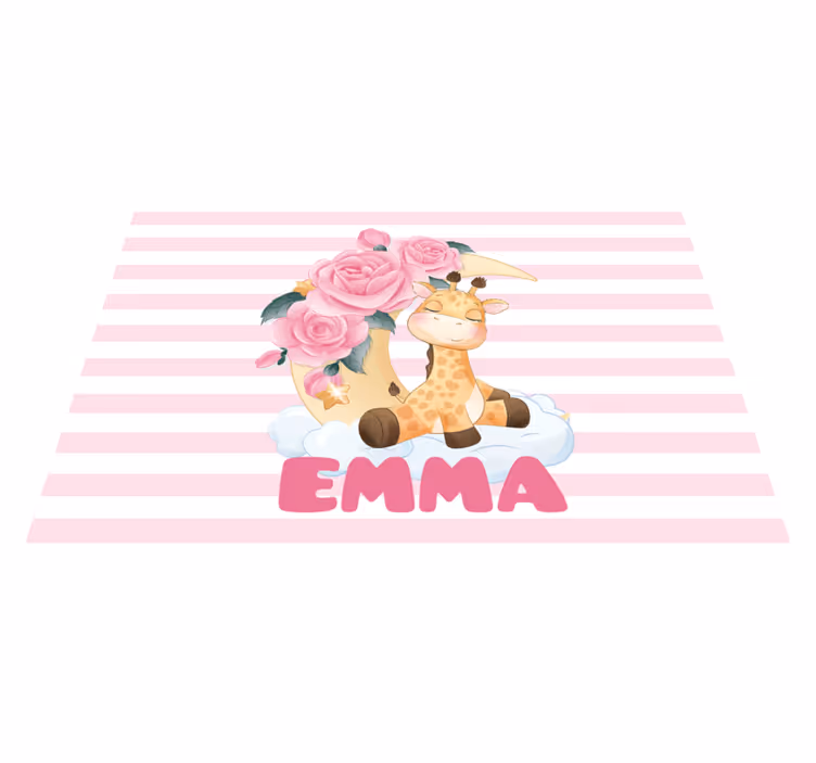 Covor de vinil pepiniere girafă fericită personalizată - TenStickers