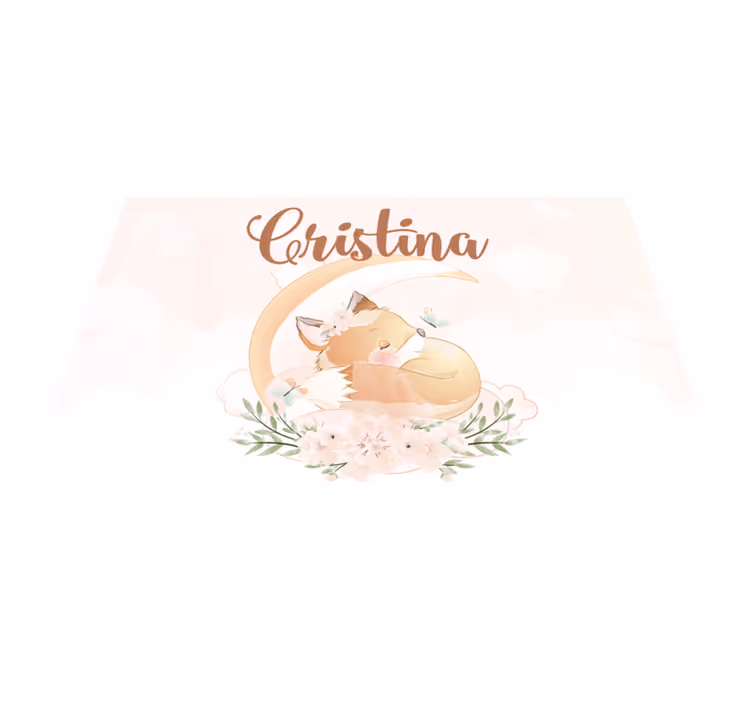 Covor de vinil cu nome ilustrație dulce de vulpe - TenStickers