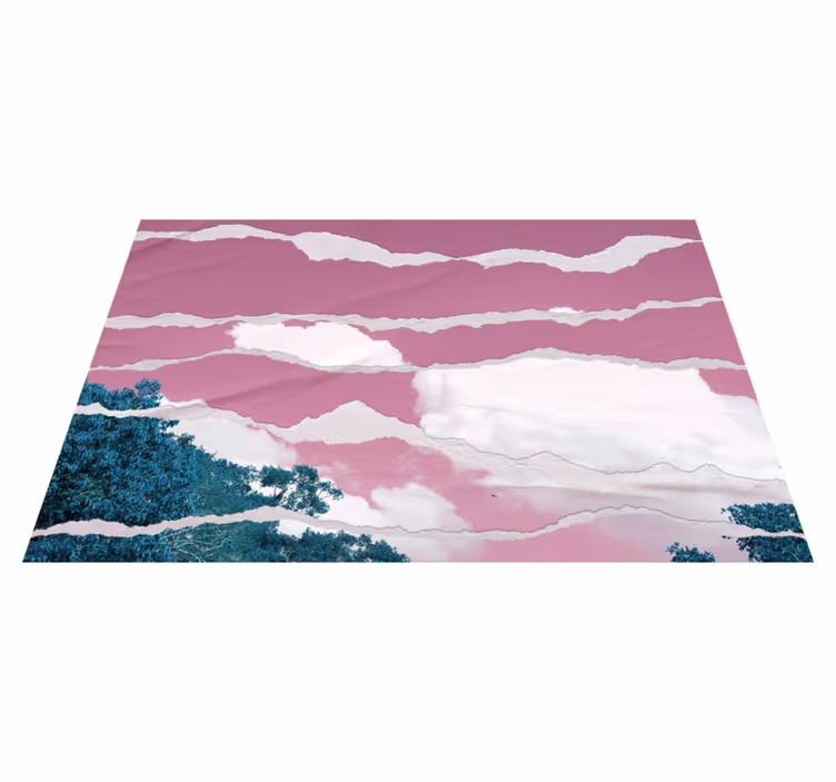 Covor vinil cu aspect de natura cer roz rupt - TenStickers