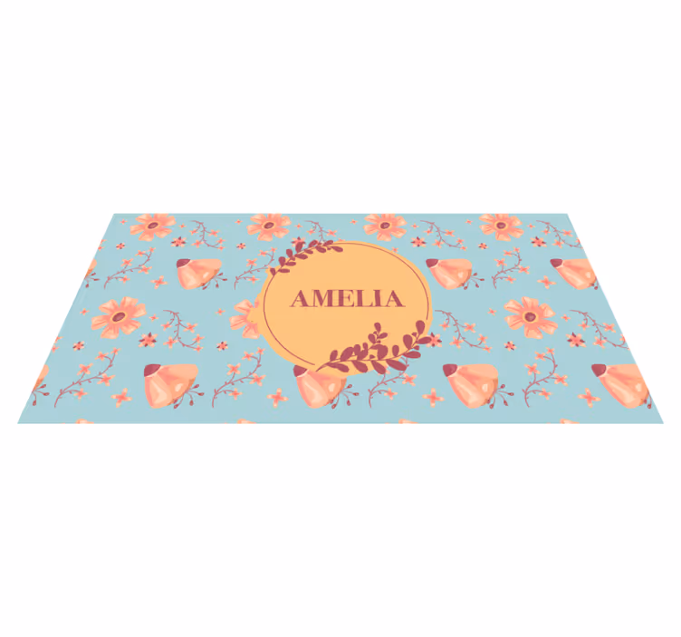 Covor de vinil cu nome aranjament floral - TenStickers