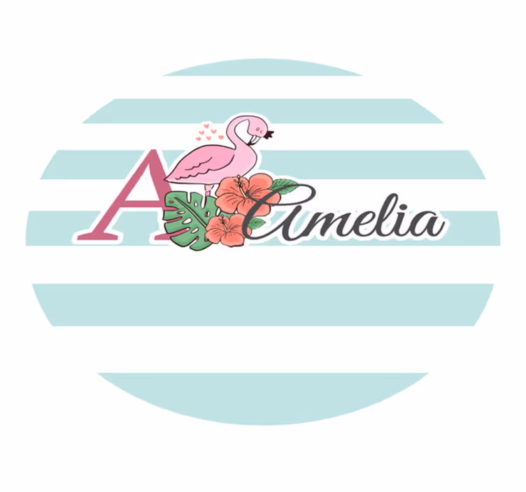 Covor de vinil cu nome decor cu flamingo - TenStickers