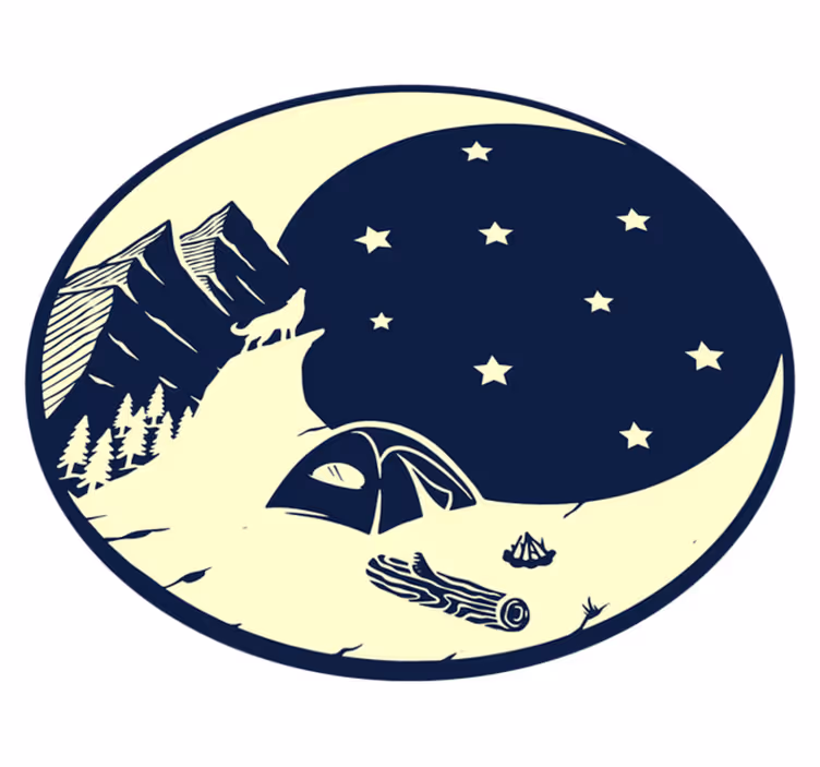 Covor vinil cu aspect de natura scena de camping sub luna - TenStickers