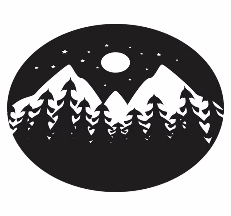 Covor vinil cu aspect de natura scenă de siluetă de munte - TenStickers