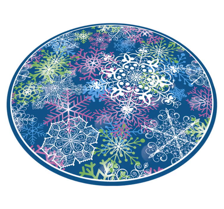 Covor vinil Crăciun model colorat de fulg de nea - TenStickers
