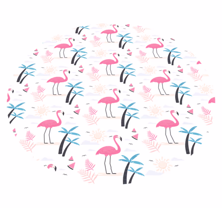 Covor de vinil Adolescenți scenă tropicală cu flamingi - TenStickers