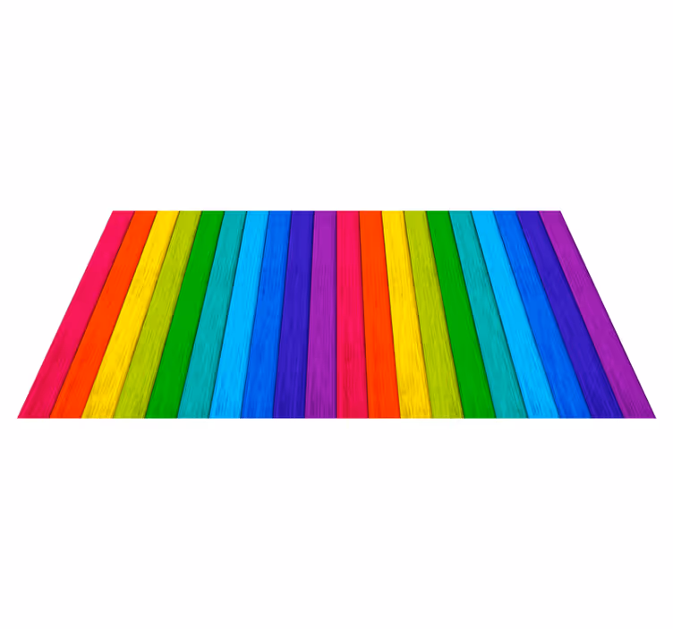 Covor vinil lemn aspect cu dungi curcubeu - TenStickers