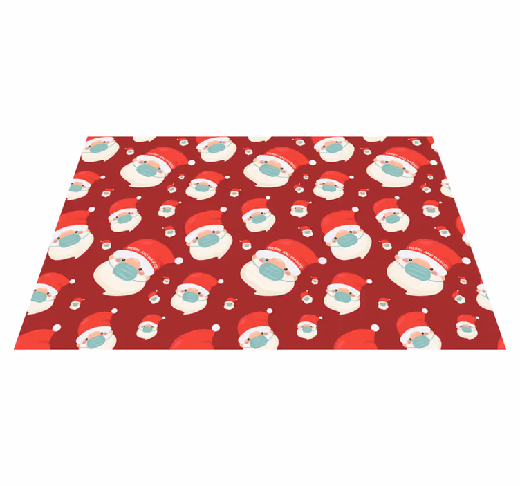 Covor vinil crăciun fețe festive de moș crăciun - TenStickers
