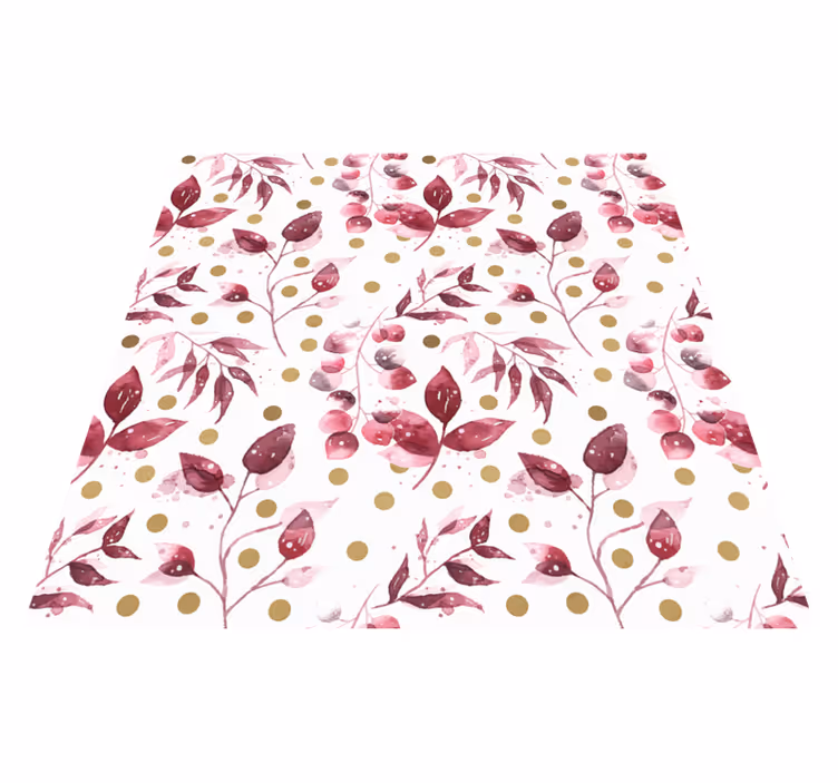 Frunze de visiniu cu covor floral cu puncte aurii - TenStickers