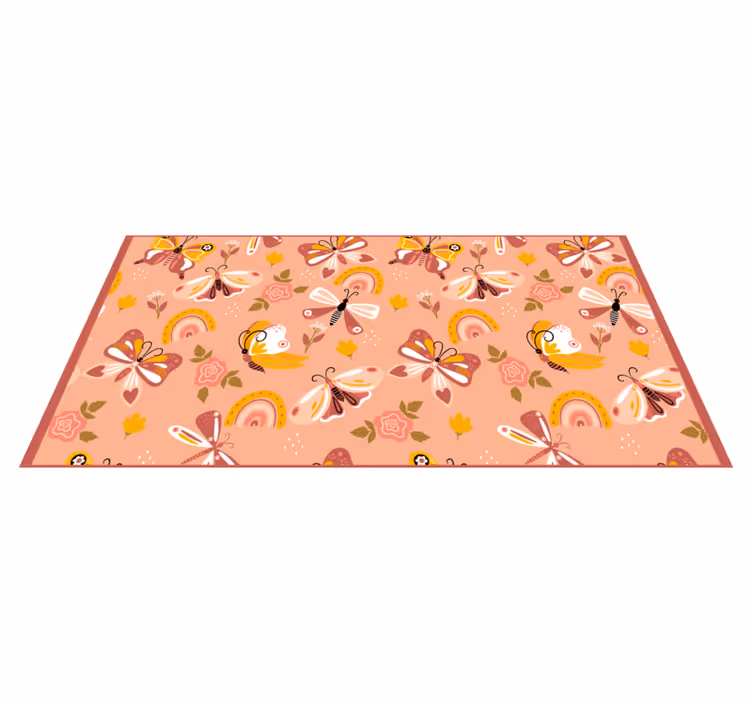 Covor de vinil pepiniere fluturi florali colorați - TenStickers