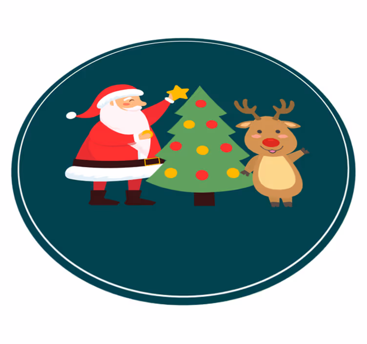 Covor vinil crăciun scene festive cu moș crăciun - TenStickers
