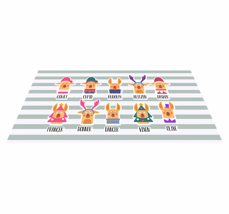 Covor vinil Crăciun colecție de personaje cu reni - TenStickers