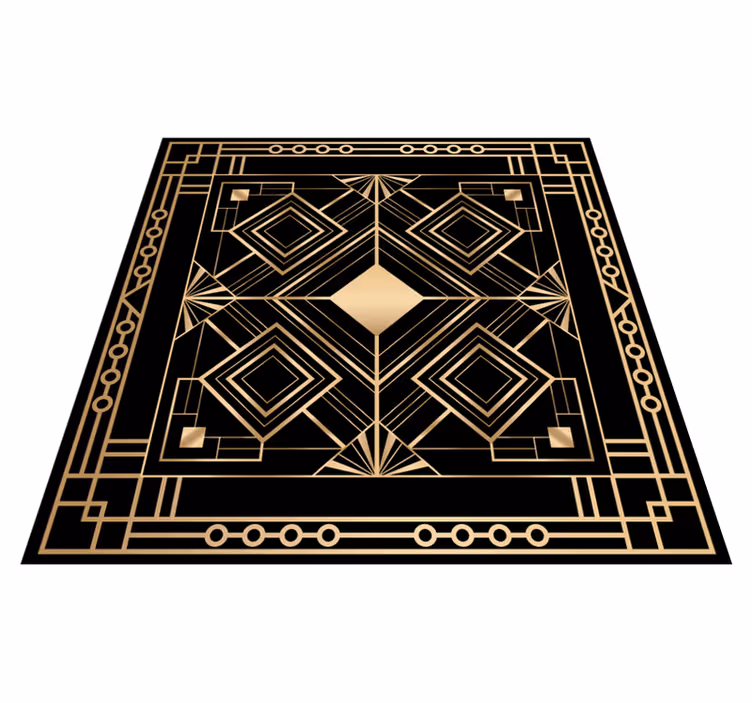 Arta moderna covoare geometrice decorative negre si aurii - TenStickers