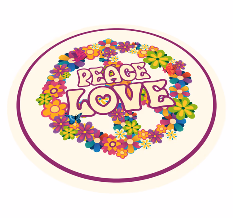 Dragoste pace și covor floral cu fluturi - TenStickers