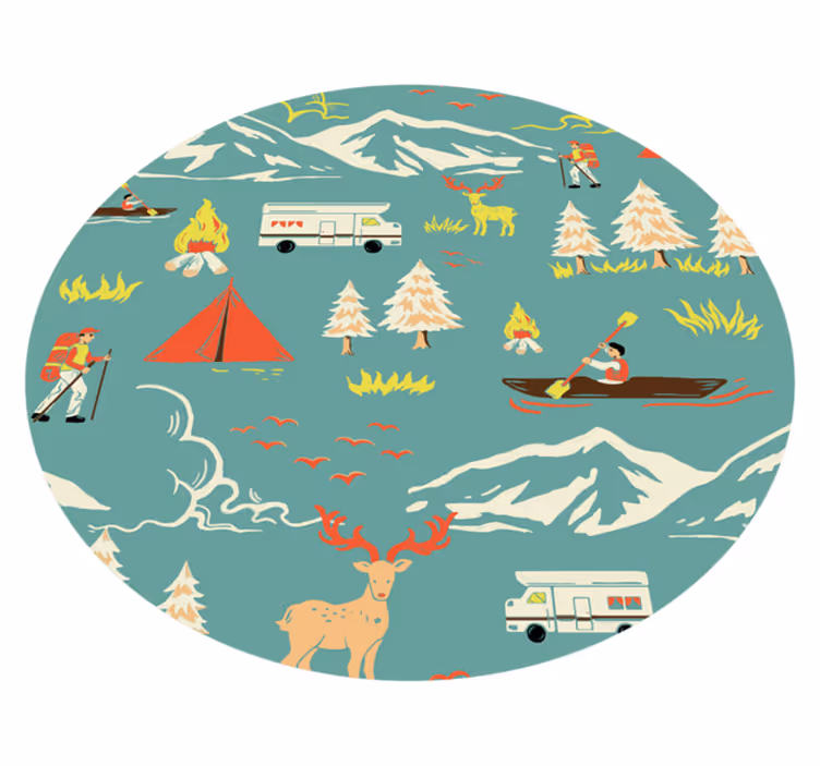 Tip de camping, copaci și covor de vinil pentru copii - TenStickers