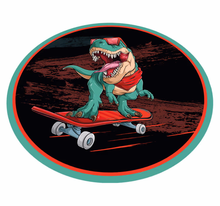 Covor de vinil Adolescenți dinozaur cool de skateboarding - TenStickers