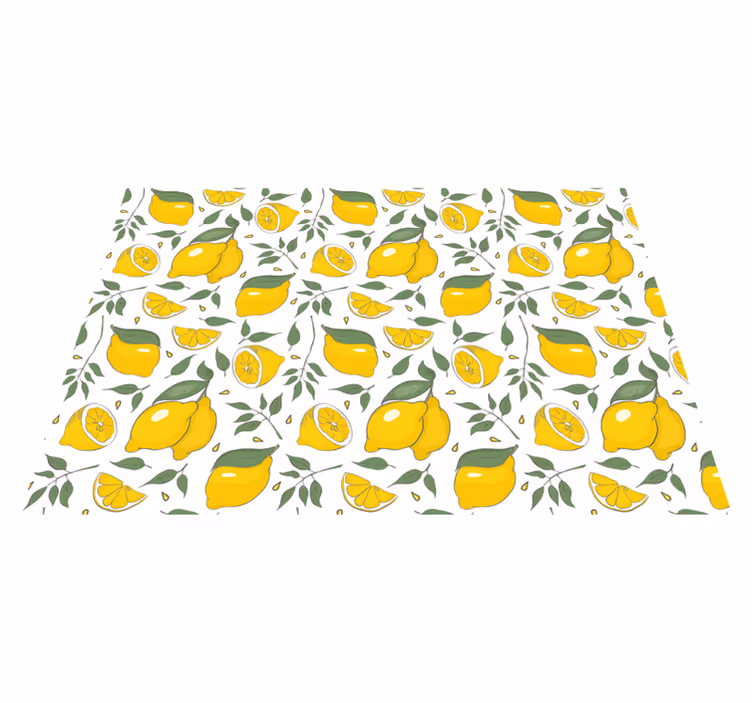 Covor de vinil pentru bucătărie model floral cu lămâie - TenStickers