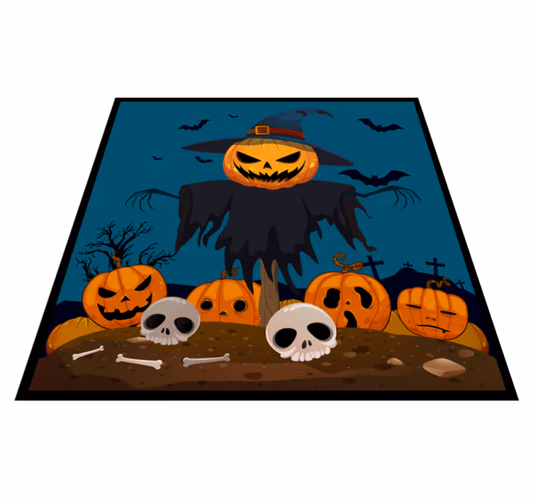 Covor de vinil Halloween scenă cu dovleac bântuitor - TenStickers