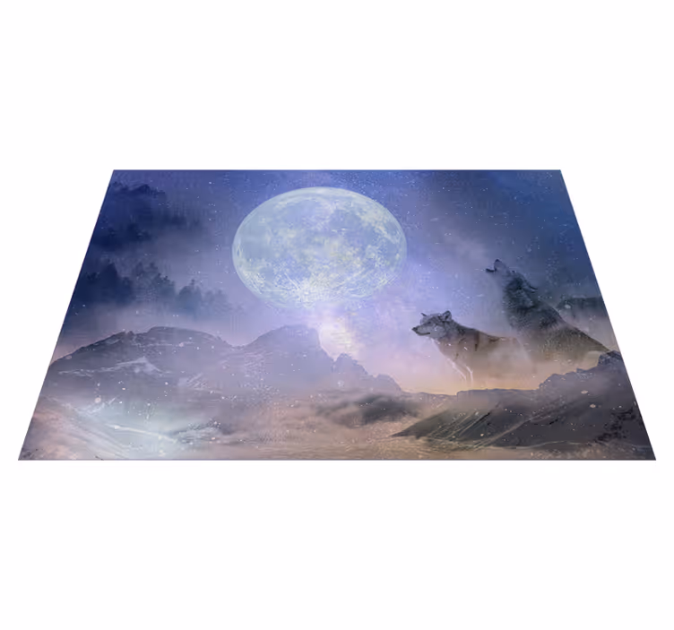 Cuplu de lup care caută în spațiu natură covor de vinil - TenStickers