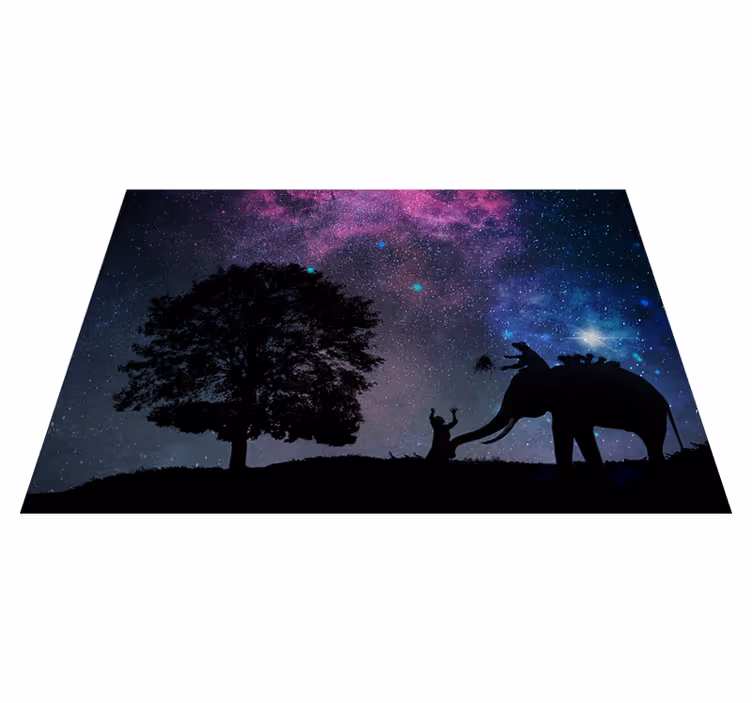 Covor vinil animal aventura cosmică a elefantului - TenStickers