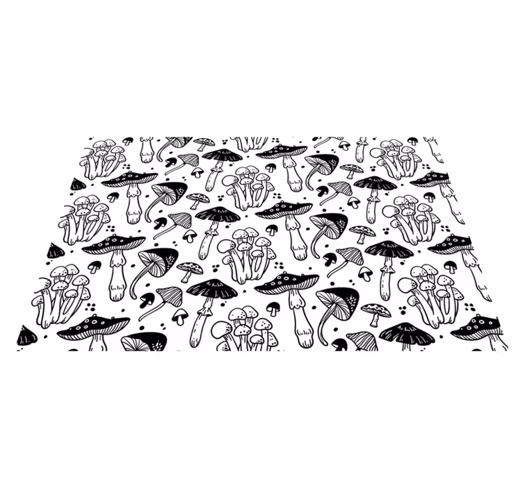 Covor floral model negru desenat manual - TenStickers
