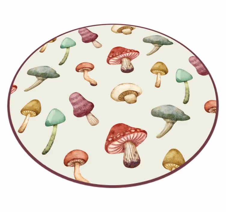 Covor vinil cu aspect de natura ilustrații de ciuperci - TenStickers