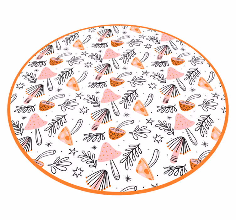 Covor vinil flori și plante motiv nordic cu ciuperci - TenStickers